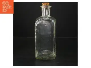 Ældre glasflaske med korkprop (str. 24 cm)