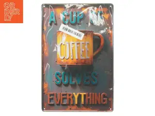 Retro skilt med kaffekoptekst (str. 30x20 cm)