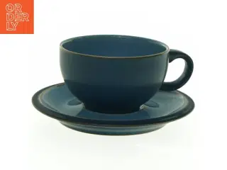 Tekop med underkop fra Denby (str. Diameter 15,5 cm kop 10 cm h, 6 cm)