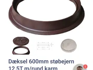 Brønd / kloak dæksel støbejern, inkl. karm