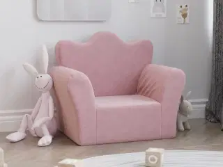 Lænestol til børn blødt plys lyserød