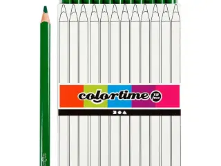 Colortime Farveblyanter, L: 17,45 cm, mine 5 mm, JUMBO, grøn, 12stk./ 1 pk.