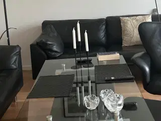 Sofabord i glas med krom ben