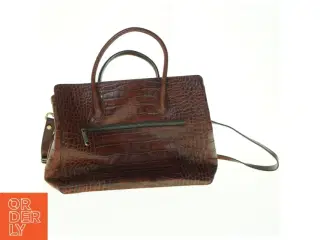 Brun krokodillepræget håndtaske (str. 35 x 16 cm)