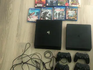 2 playstation 4, 12 spil og 6 controller