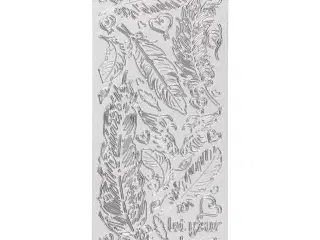 Stickers, fjer, ark 10x23 cm, sølv, 1 ark