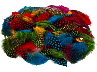 Perlehønsfjer i assorterede farver - 50g