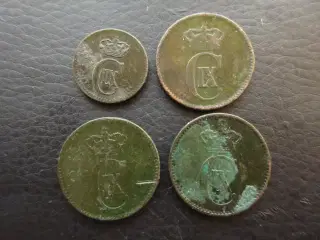 4 stk delfinmønter, irrede