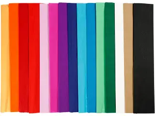 Crepepapir 2,5m x 50cm - Assorterede Farver, 60 Læg