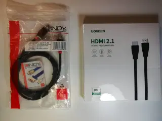 USB 3.0 kabel A til A og HDMI 2.1 8K UHS kabel