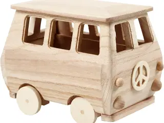 Dekorativ Minibus i Lyst Træ - 17x10x13 cm