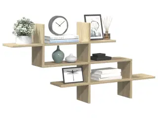 Væghylde 124,5x18x60,5 cm konstrueret træ sonoma-eg