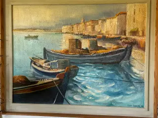 Stort maleri fra en græsk ø, af Ruben Eskekilde
