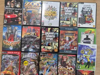 Zoo tycoon, GTA, Sim city, Rollercoaster og andet