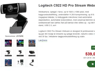 c922 Pro stream webcam 1080p