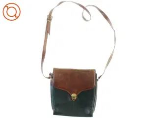 Vintage Tofarvet Læder Crossbody Skulder Taske fra Eros (str. 23 x 23 cm)