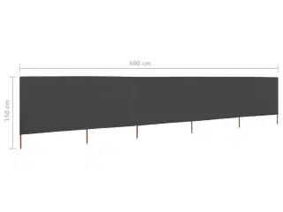 5-panels læsejl 600x120 cm stof antracitgrå