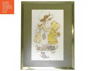 Vintage Sarah Kay Tegning i ramme (str. 32,5x25,5 cm)