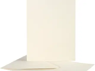 Brevkort, kort str. 10,5x15 cm, kuvert str. 11,5x16,5 cm, råhvid, 10sæt/ 1 pk.