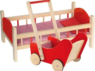 VIGA Dukkeseng og Dukkevogn i Træ - 2 dele