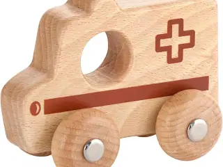 VIGA Træbil, Ambulance, H: 4,2 cm, L: 9 cm, B: 7,5 cm, 1 stk.