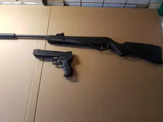 luftgevær og luftpistol samlet pris 1000kr
