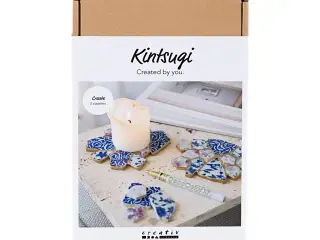 DIY Kit Kintsugi, Coasters, blå, guld, lys rød, hvid, 1 pk.