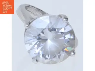 Sølvring med stor sten (str. 50 mm)