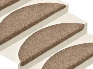 Selvklæbende trappemåtter 15 stk. 56x17x3 cm tuftet cremefarvet