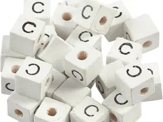 Hvide Bogstavperler C, 25 stk. til Smykkefremstilling