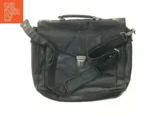 Sort lædertaske til mænd (str. 39 x 32 cm)