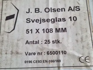 Svejseglas fra JB Olsen 25 stk