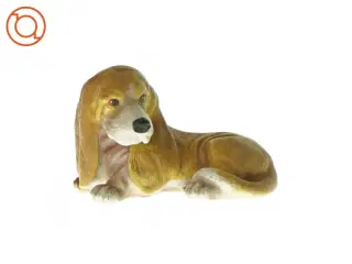 Dekorativ Bassett hund figur i porcelæn