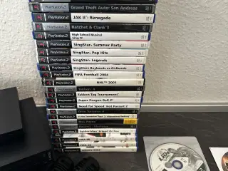 Playstation 2 pakke med 2 maskiner og 27 spil