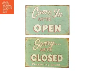 Vintage &#39;Open/Closed&#39; skilte (str. 21x14,5 cm)