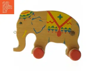Træ legetøjs elefant på hjul (str. 16,5 cm)