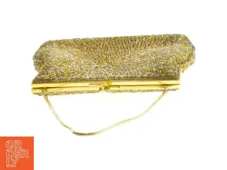Guld selskabs taske med perler (str. 20 x 16 cm)