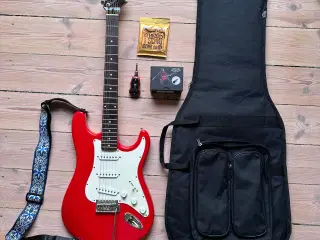 Rød elguitar / elektrisk guitar