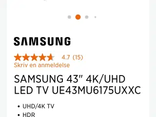 Samsung 43" 4K Led smart TV