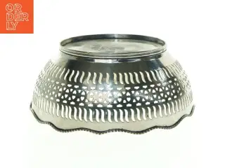 Sølvfarvet udskåret skål (str. 27 x 11 cm)