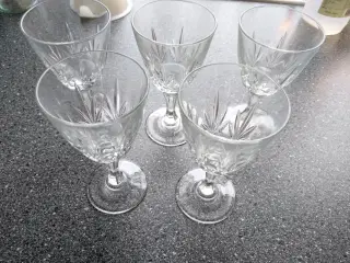 5 Franske krystal hvidvinsglas