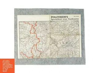 Vintage kort over Vestfronten / Tyskland (str. 46 x 32 cm)