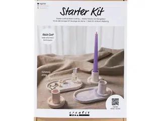 Start DIY Kit Resin Støbning, 3 lysestager og 2 fade, blå, lys pink, hvid, 1 pk.