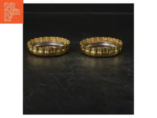Messinglysestage i flasketop design fra Georg Jensen (str. Ø 7 cm. 2 styk)