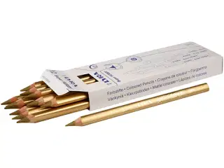 Super Ferby 1 farveblyanter, L: 18 cm, mine 6,25 mm, guld, 12stk./ 1 pk.