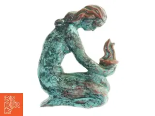 Michael Andersen Keramik figur af kvinde med flamme (str. 23 x 18 cm)