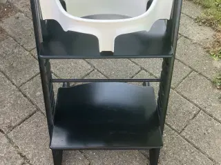 Sort stokke stol m plastik indsats & ryg.Nye model