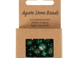 Agat stenperler, str. 13x8, 15x6 mm, hulstr. 0,9-1 mm, klar grøn, 28stk./ 1 pk.