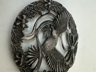 Vintage broche m. fuglemotiv