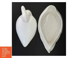 Stor Porcelæns skål med låg formet som and (str. 41 x 18 x 25 cm)